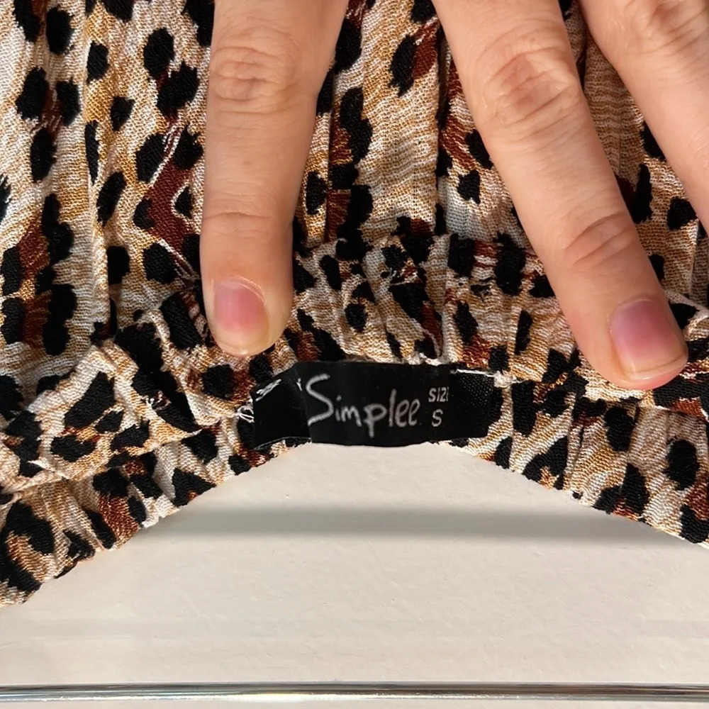 Leopard Print Wide Leg Jumpsuit Strapless Safari Summer Light Women’s Size Small - Picture 8 of 9